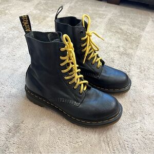 Dr. Martens Black Lace Up Boots with Yellow Laces